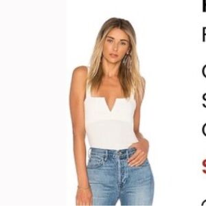 Intimately Free People Pippa V-wire bodysuit White Notch Neck Size Medium